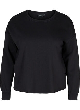 Cropped sweatshirt with round neck, Black, Packshot image number 0