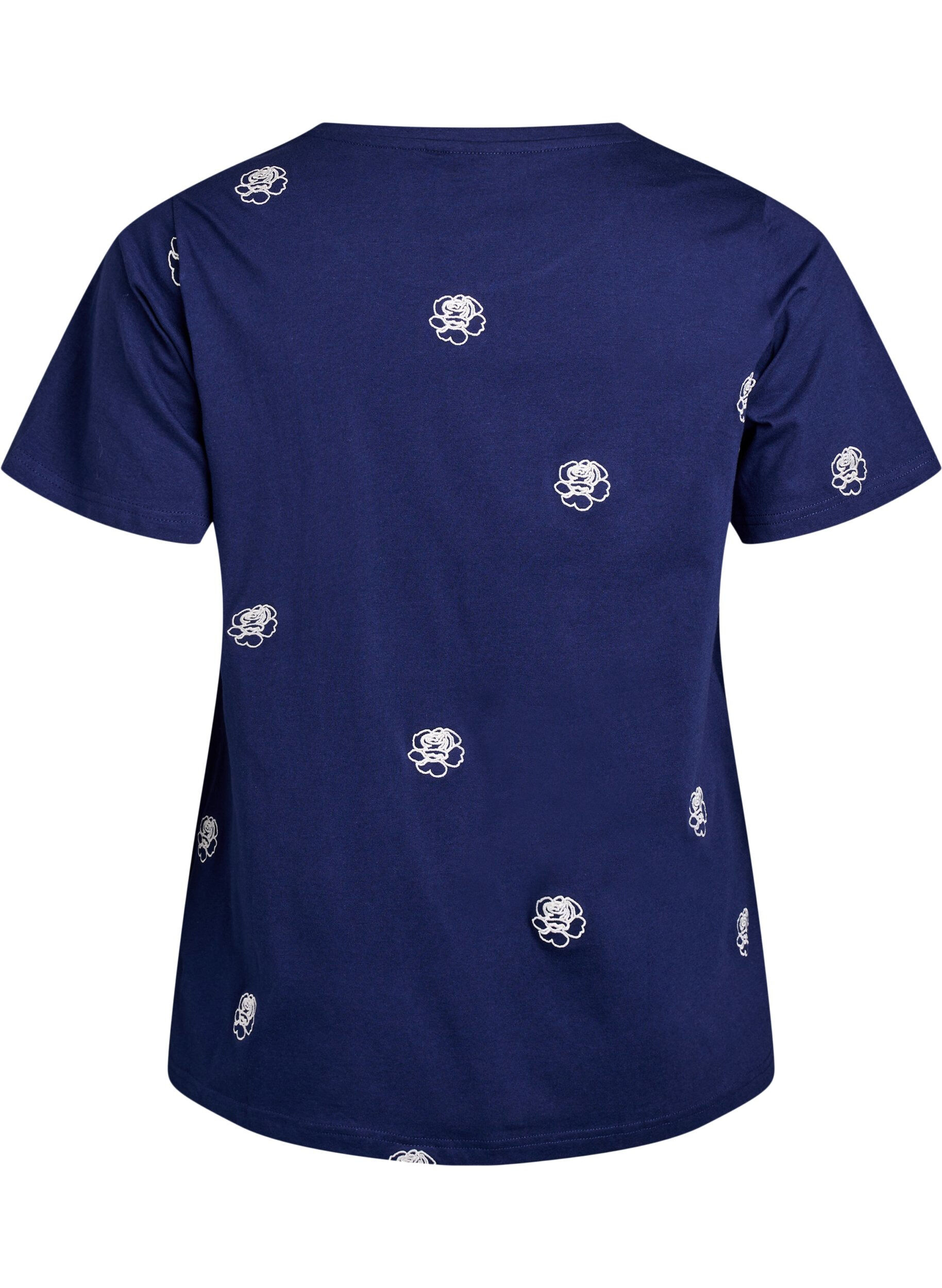 Zizzifashion T-shirt in organic cotton with embroidered motifs, Blue, Packshot image number 1