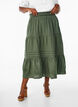 Long cotton muslin skirt with embroidered details, Thyme, Model image number 3