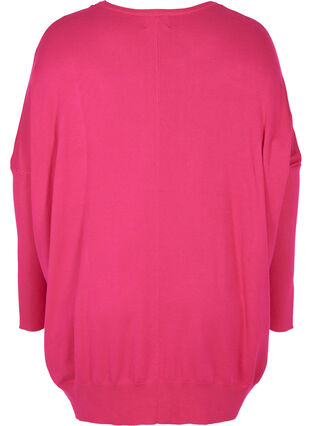Loose knitted blouse with ribbed edges, Pink Yarrow, Packshot image number 1
