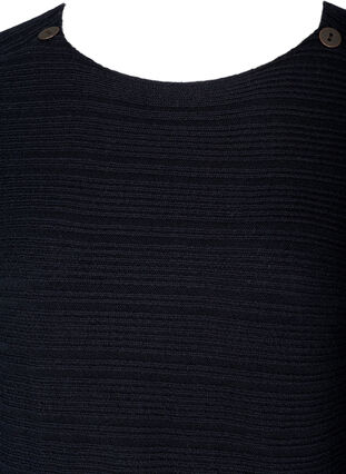 Long-sleeved knitted dress with button detailing, Black, Packshot image number 2