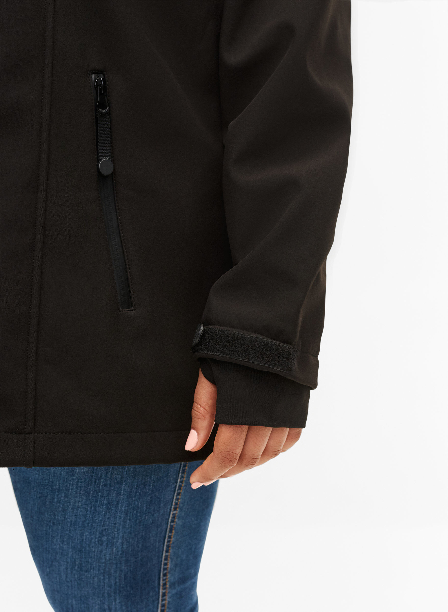 ZizzifashionShort softshell jacket with detachable hood, Black, Model image number 3