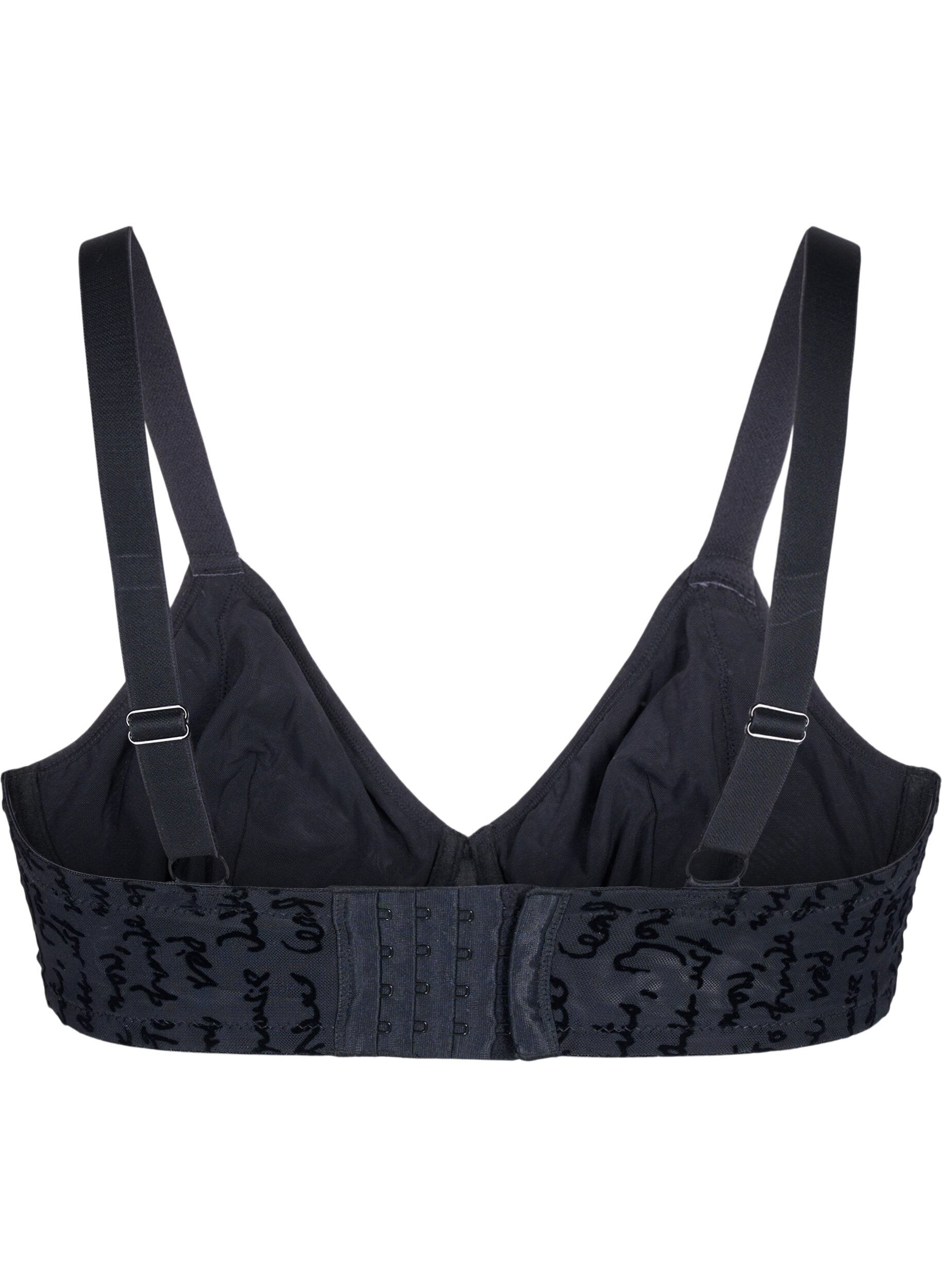 Zizzifashion Full cover bra with text print, Black, Packshot image number 1