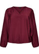 Blouse with balloon effect and chiffon details, Red, Packshot image number 0