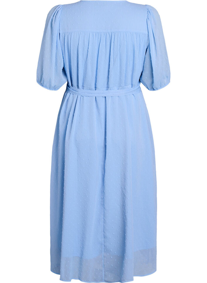 V-neck midi dress with tie fastening, Light Blue, Packshot image number 1