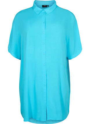 Long shirt in viscose, Blue Atoll, Packshot image number 0