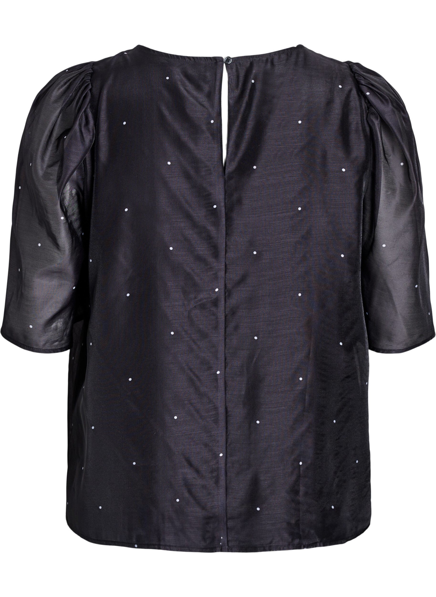 Zizzifashion Party blouse in organza-look with dots, Black, Packshot image number 1