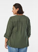 Blouse in cotton muslin with broderie anglaise, Green, Model image number 2