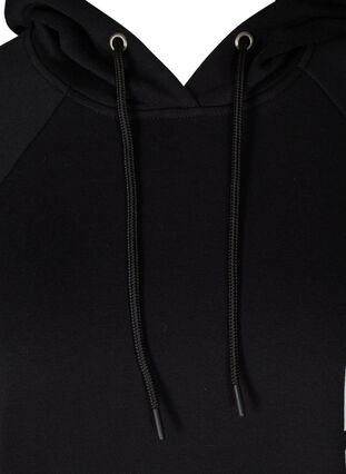 Long sweatshirt with a hood and print details, Black, Packshot image number 2