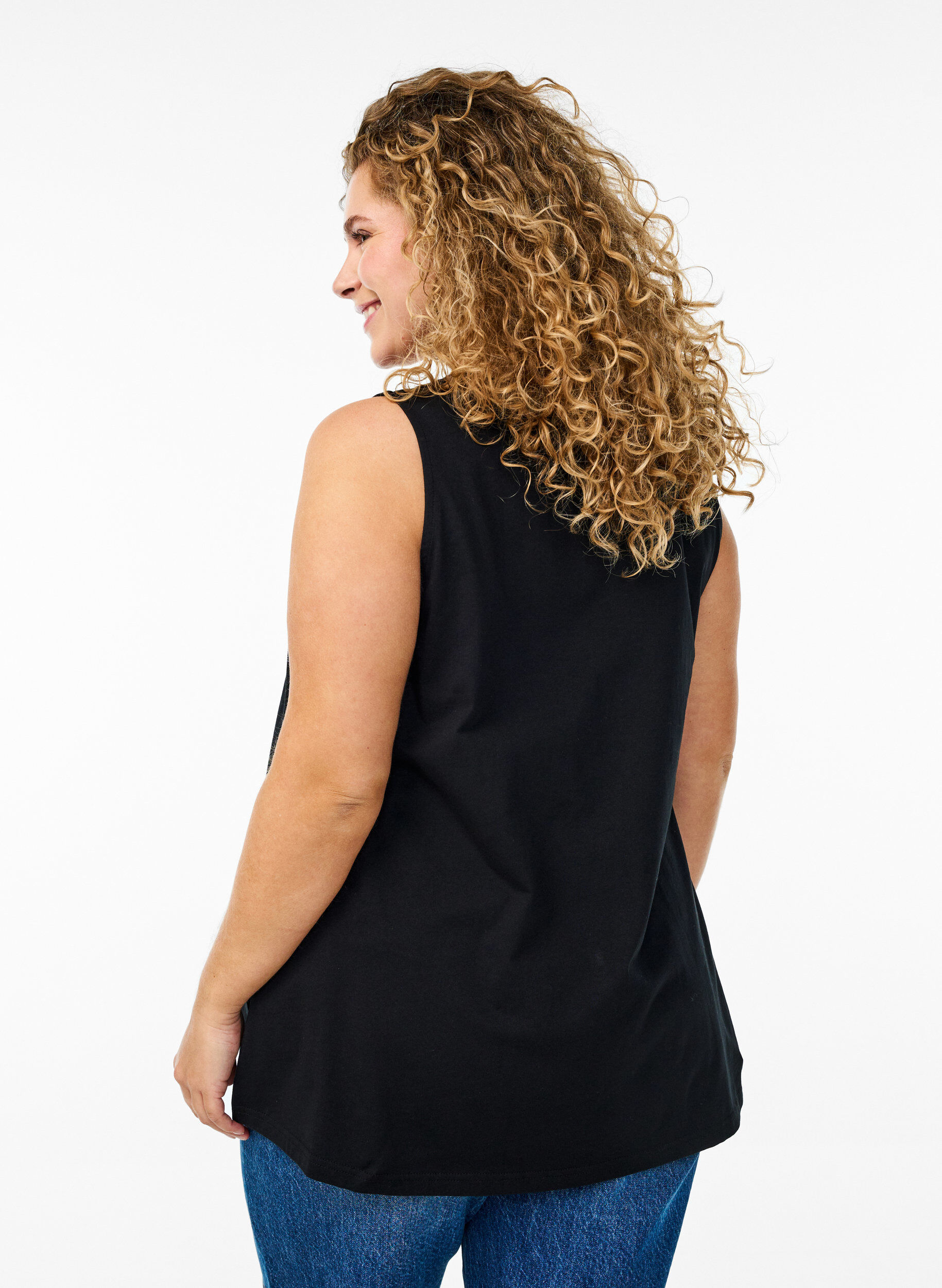 Zizzifashion Cotton top with a-shape, Black, Model image number 2