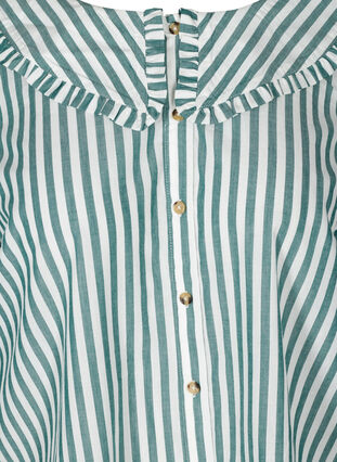 Striped shirt in cotton, Green Stripe , Packshot image number 2