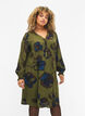 Printed viscose dress, Green, Model image number 0