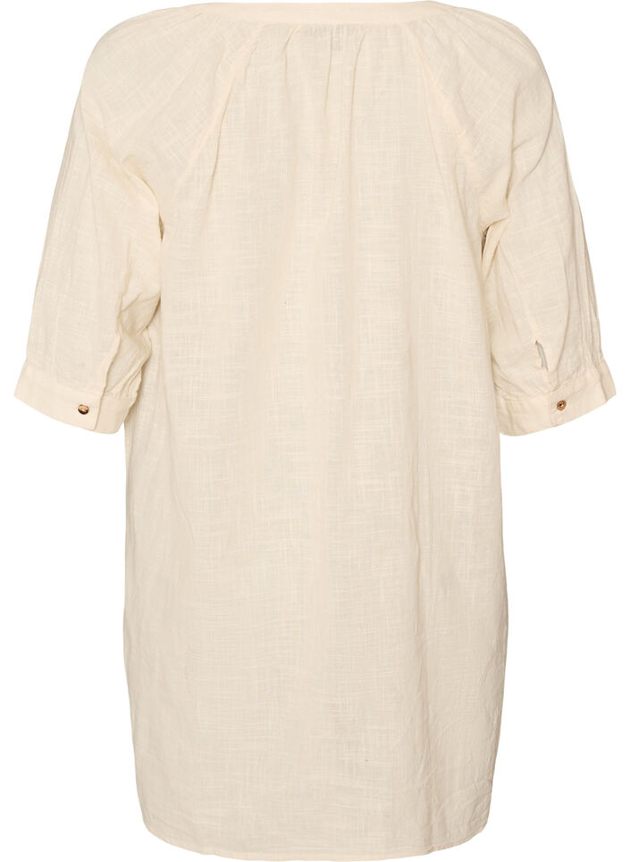 Cotton tunic with V-neck, Vanilla, Packshot image number 1