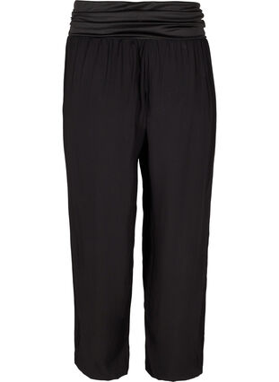 Loose trousers in viscose with elasticated cuffs, Black, Packshot image number 1