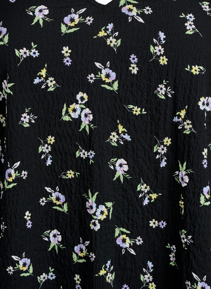 FLASH - Short-sleeved dress with a V-neck, Black, Packshot image number 2