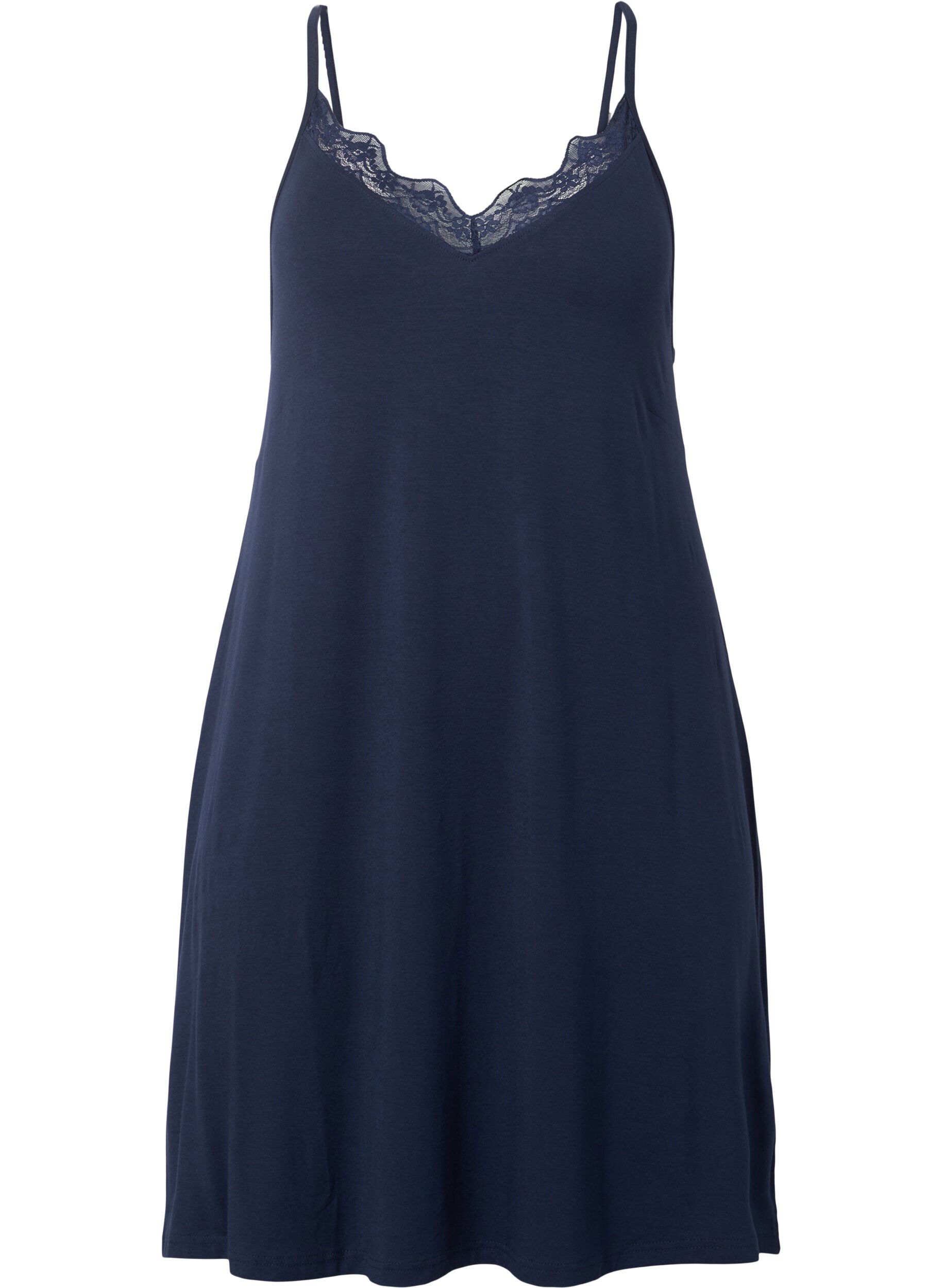 Viscose nightgown with lace trim