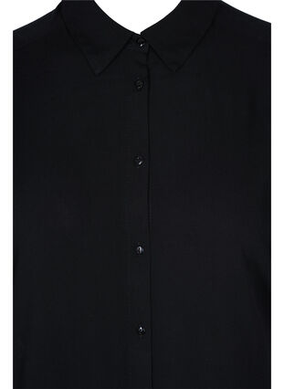 Long viscose shirt with 2/4 sleeves, Black, Packshot image number 2