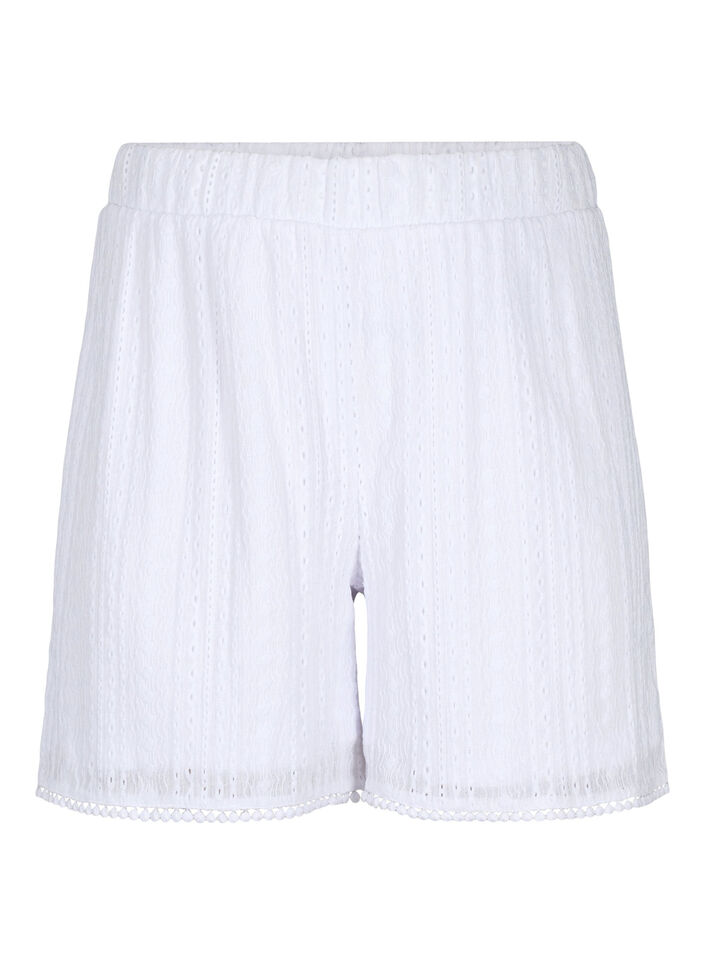 Shorts with textured fabric, Bright White, Packshot image number 0