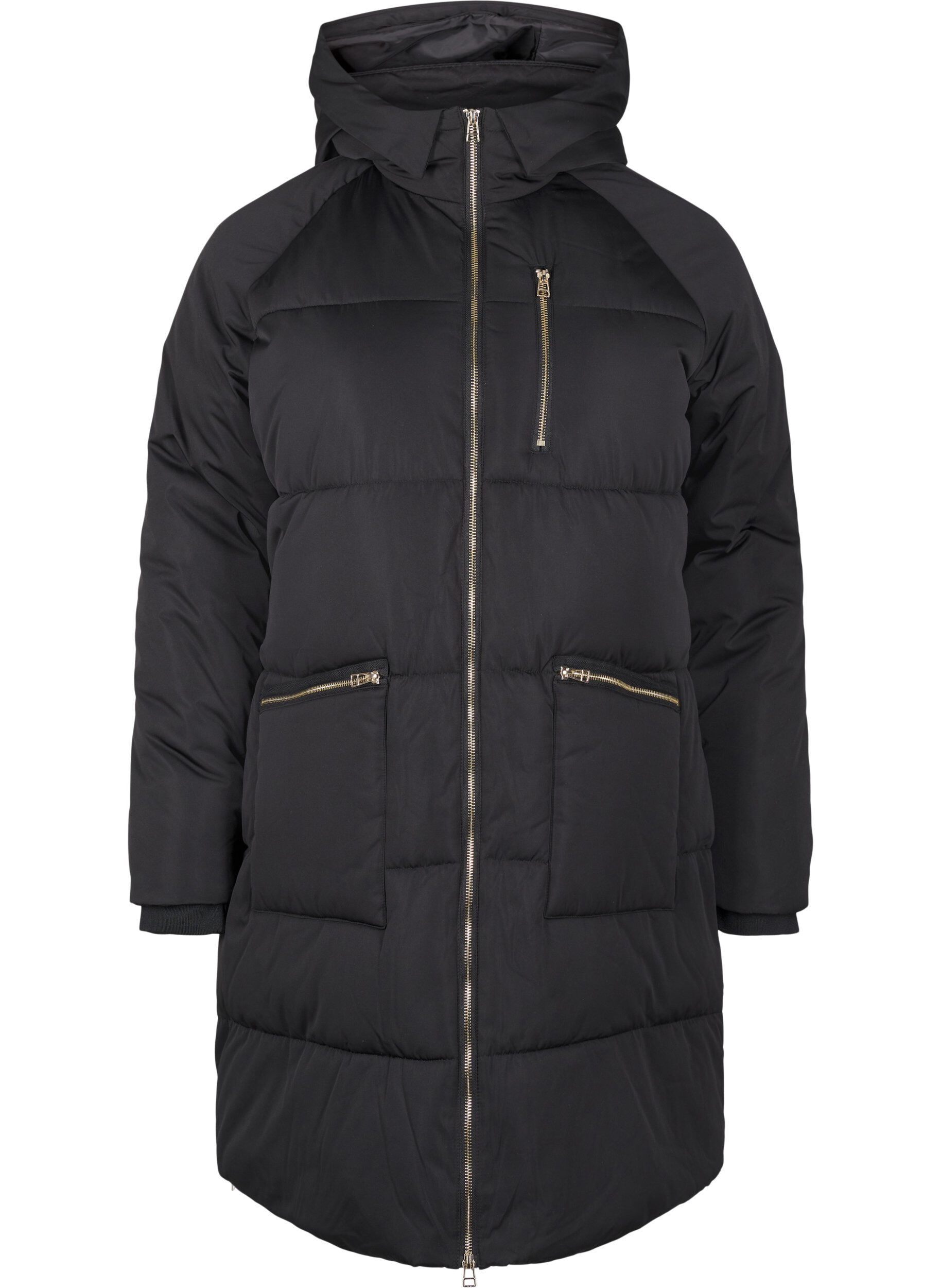 Zizzifashion Puffer coat with hood, Black, Packshot image number 0