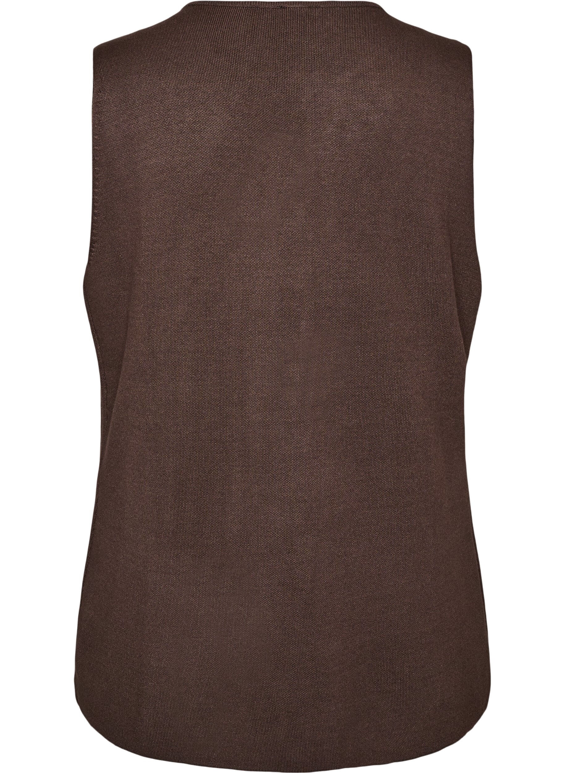 ZizzifashionSleeveless knit vest with decorative buttons, Brown, Packshot image number 1