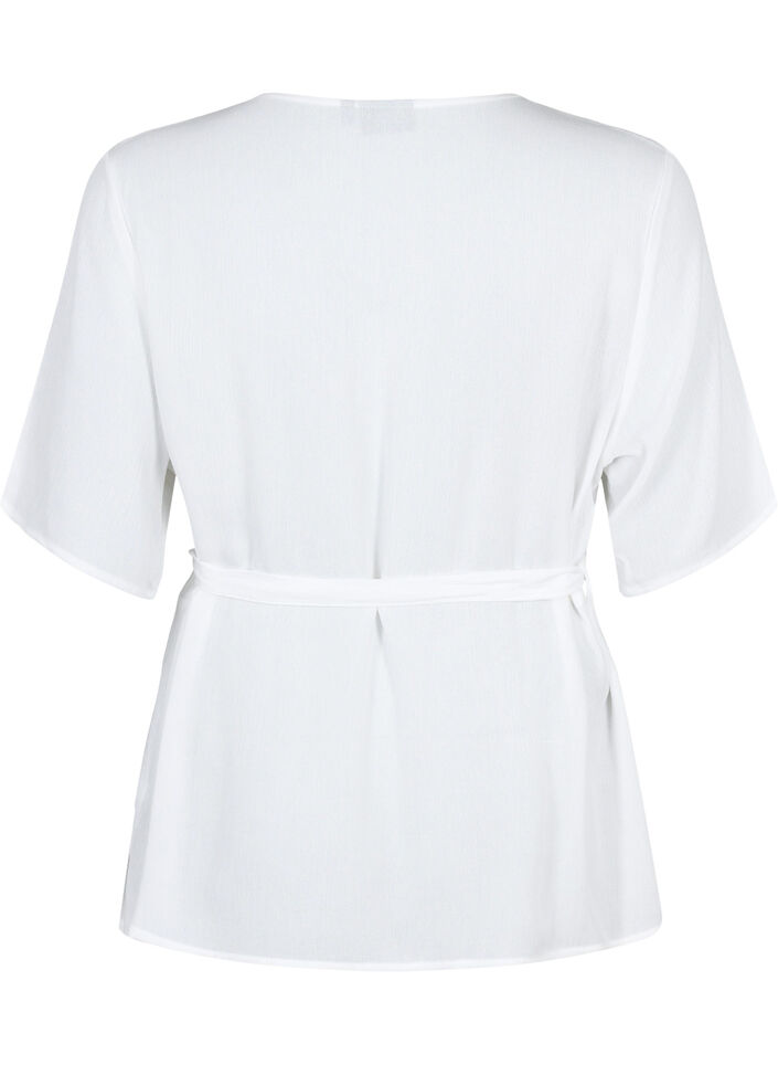 Viscose blouse with wrap, Bright White, Packshot image number 1