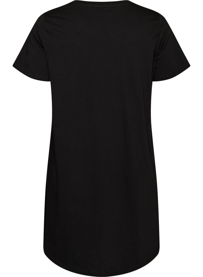 Organic cotton nightdress with V-neck, Black, Packshot image number 1