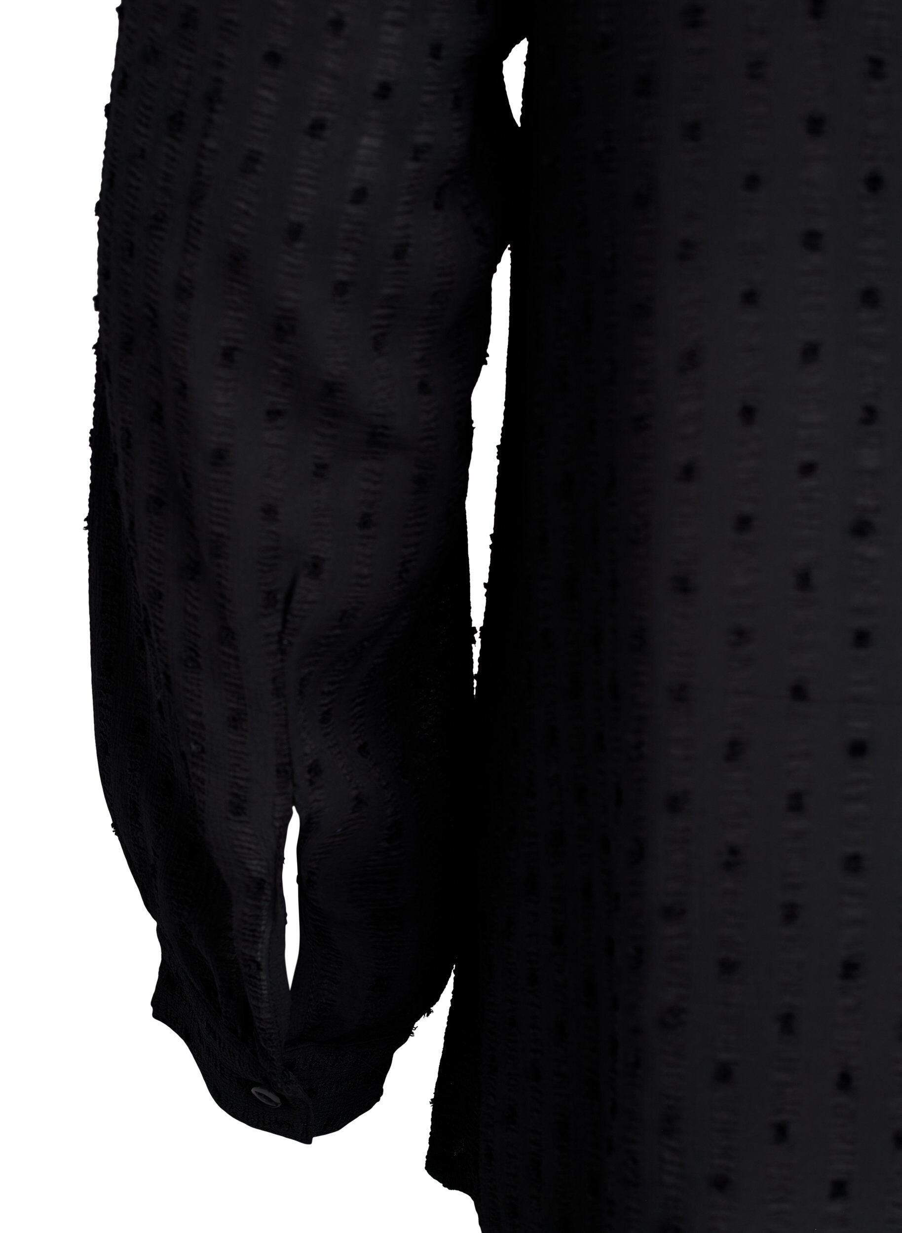 Zizzifashion Shirt with a textured dot pattern and embroidery details, Black, Packshot image number 3