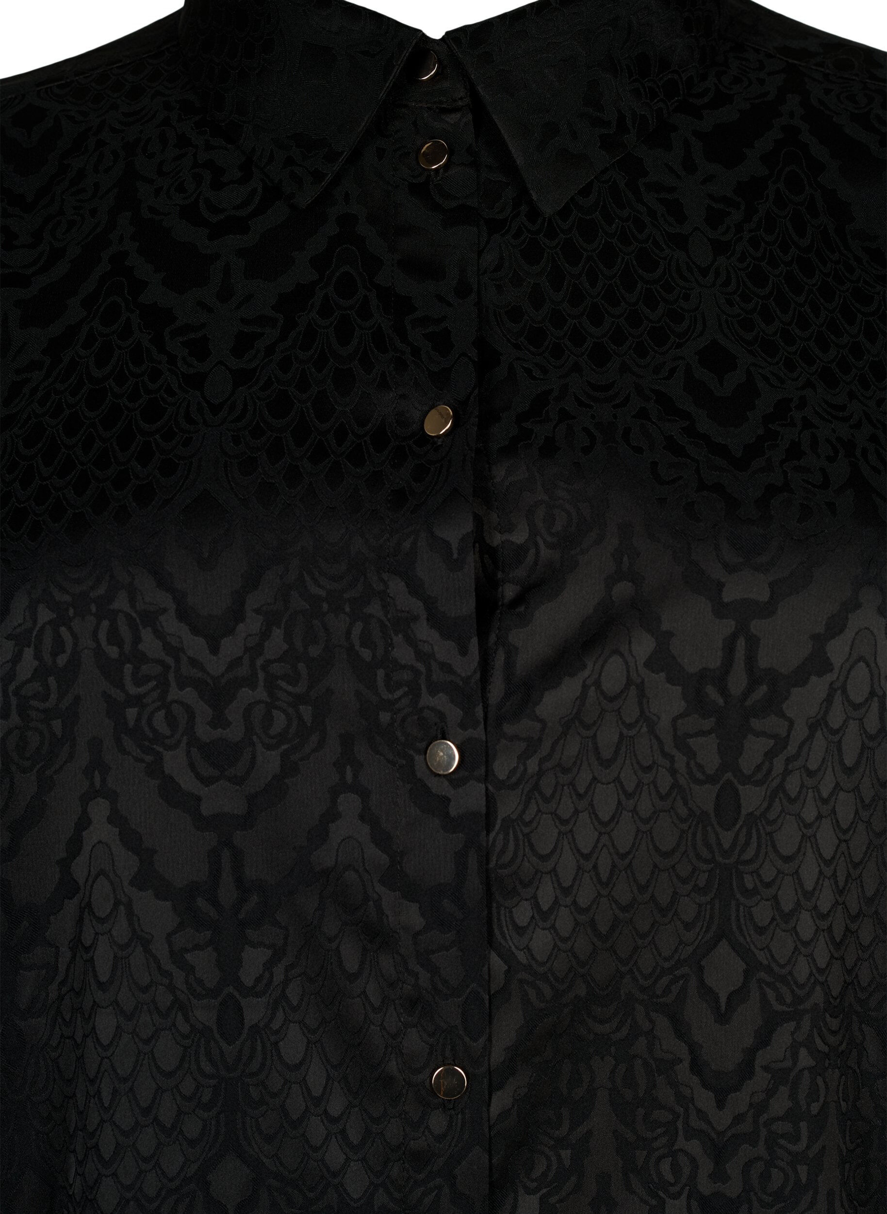 Zizzifashion Long shirt with textured pattern, Black, Packshot image number 2