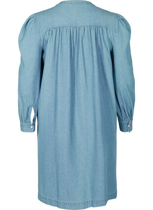 Long-sleeved denim dress with puff sleeves, Blue denim ASS, Packshot image number 1