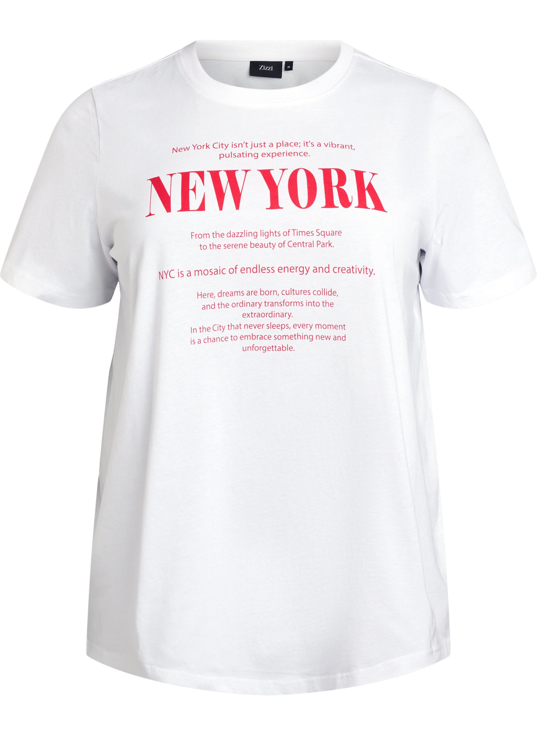 ZizzifashionT-shirt with text print and round neck, White, Packshot image number 0