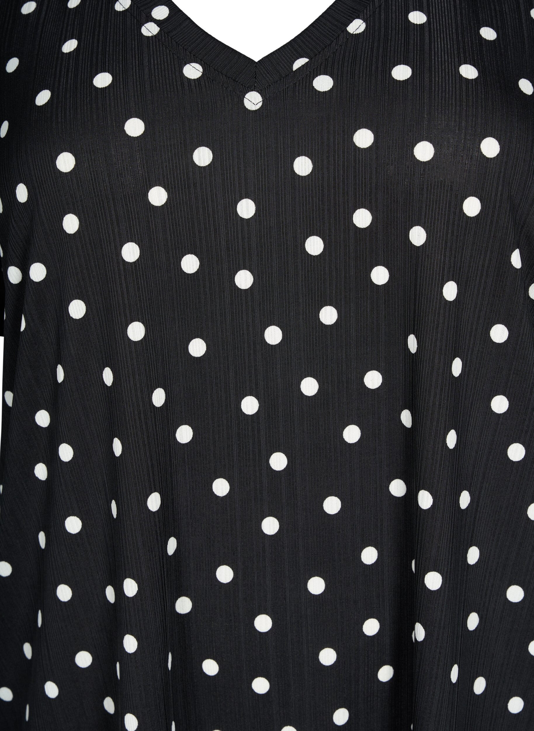 Zizzifashion FLASH - Printed t-shirt with v-neck, Black Dot, Packshot image number 2