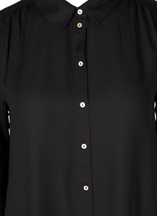 Long, button up viscose shirt, Black, Packshot image number 2
