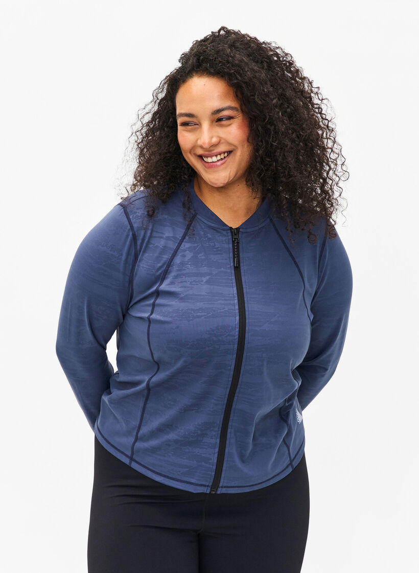 Training blouse with zipper, Mood Indigo, Model image number 0