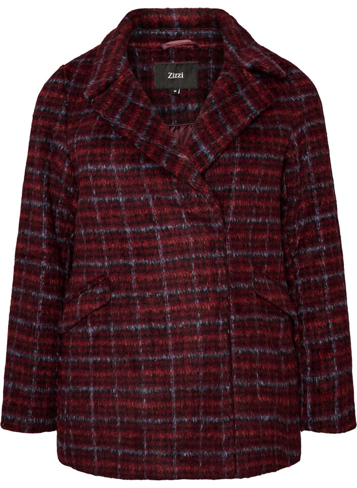 Checked jacket with pockets, Red, Packshot