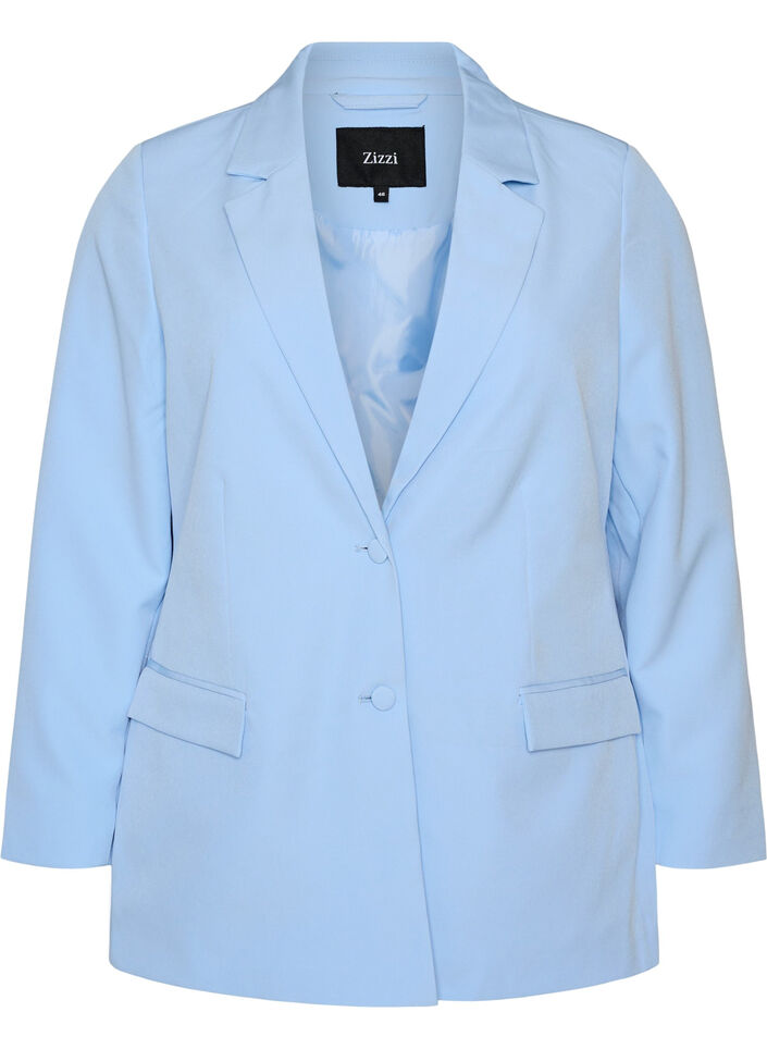 Classic blazer with button closure, Light Blue, Packshot image number 0