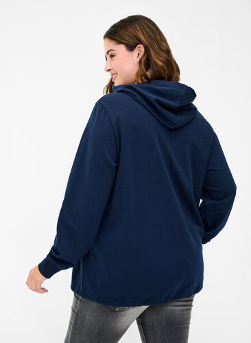 Sweatshirt hoodie with drawstring hem, Navy Blazer, Model image number 1