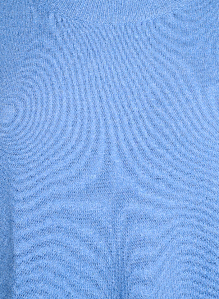 Knitted dress with 3/4 sleeves and a round neck, D.R. Blue White Mel., Packshot image number 2