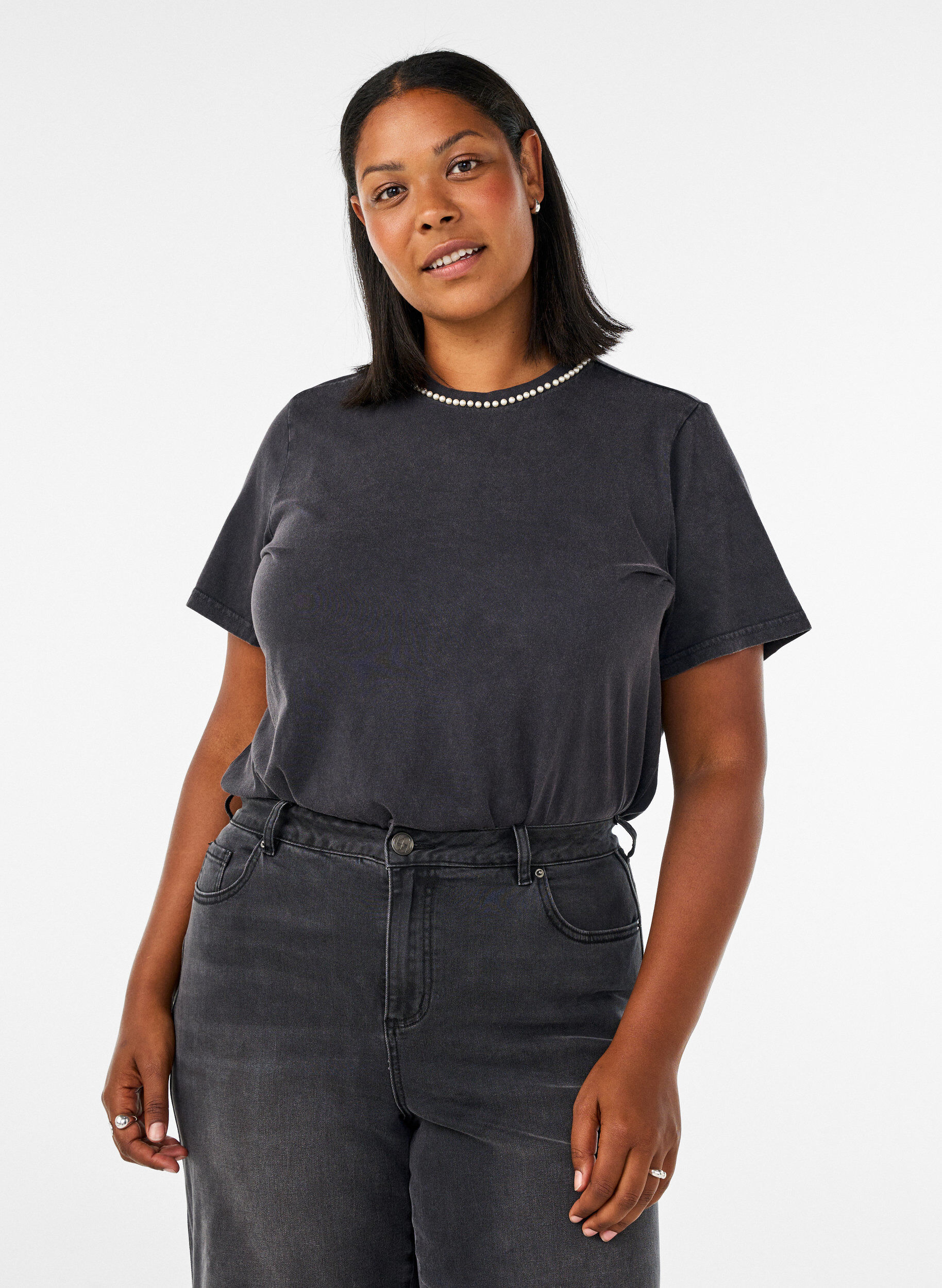 ZizzifashionOrganic cotton graphic T-shirt, Grey, Model image number 0
