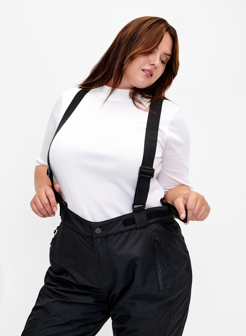 Ski pants with suspenders, Black, Model image number 2