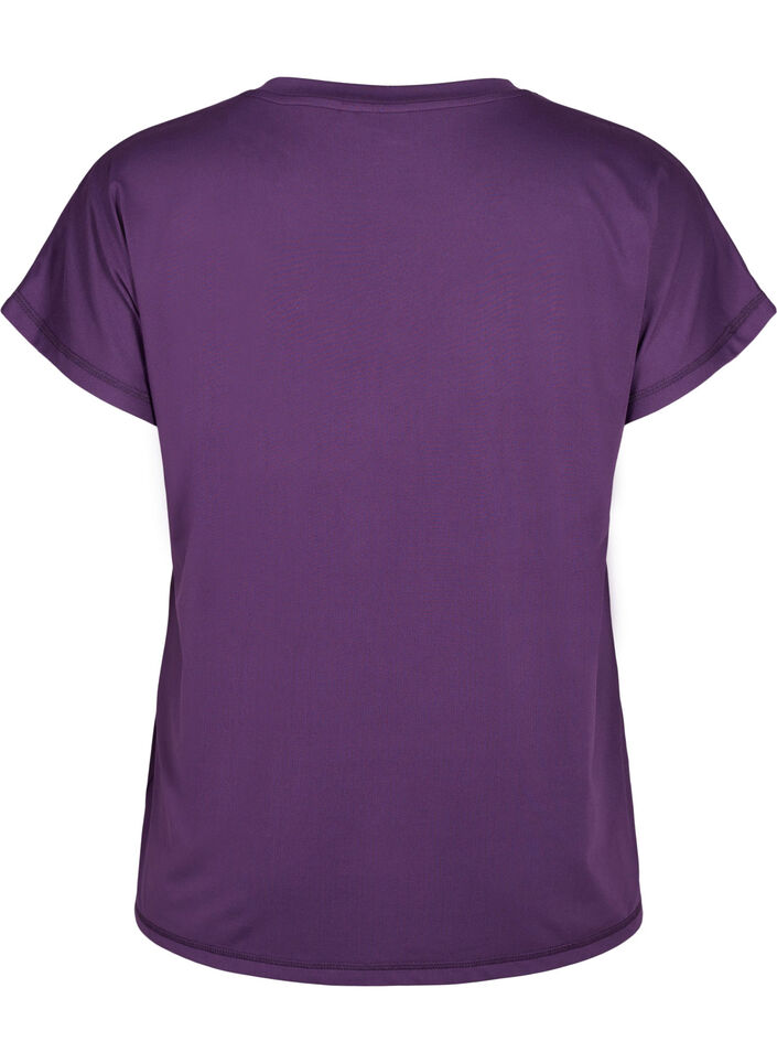 Loose training t-shirt with v-neck, Purple, Packshot image number 1