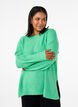 Knitted blouse with round neck, Light G. Green Mel., Model image number 0