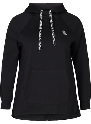 Sweatshirt with pocket and hood, Black, Packshot image number 0
