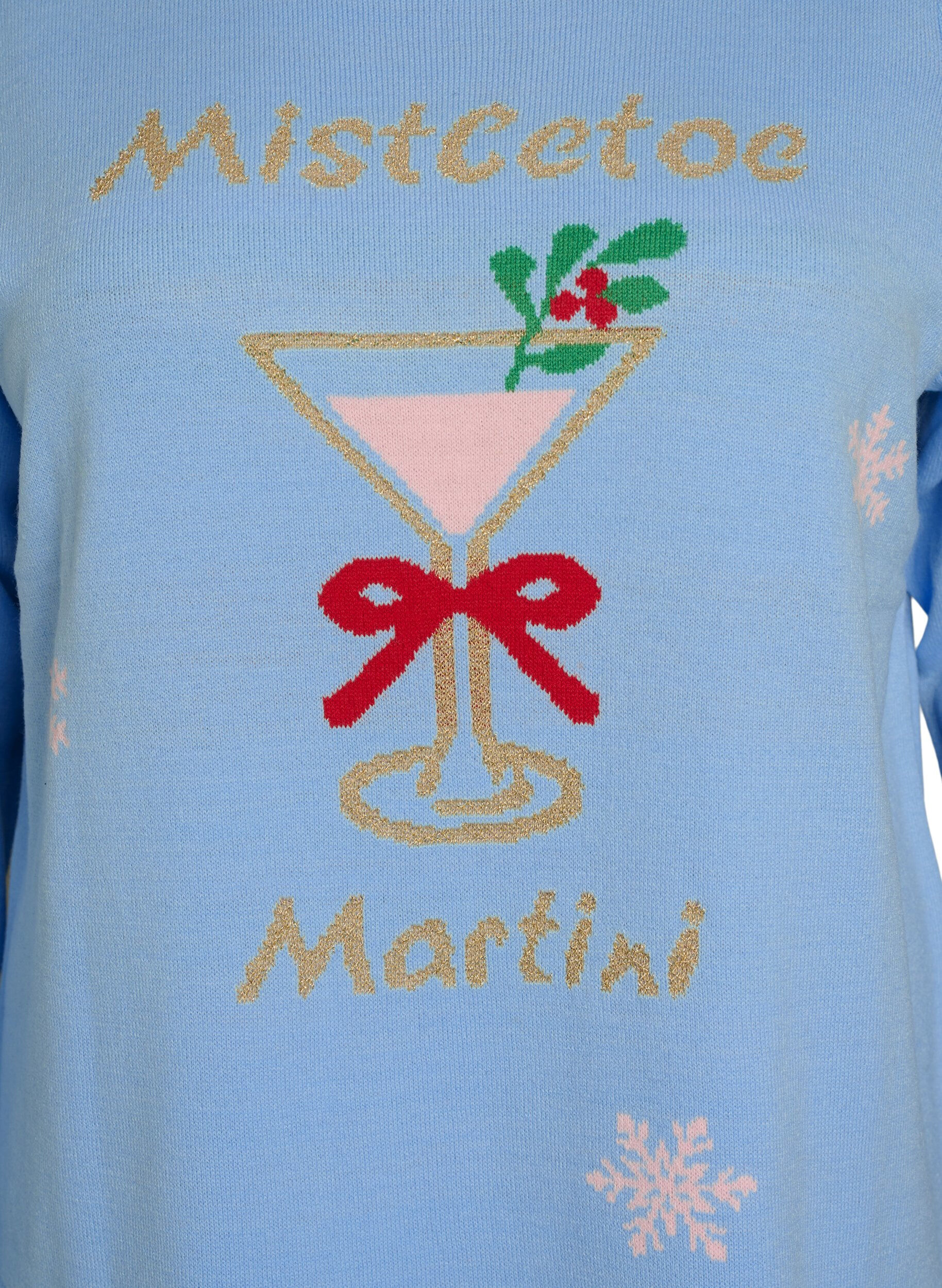 ZizzifashionKnitted blouse with a Christmas motif, Light Blue, Packshot image number 2