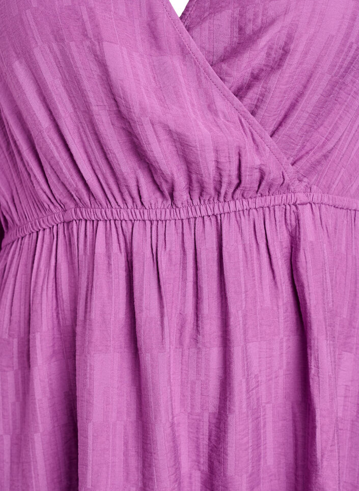 Short textured dress with wrap look, Purple, Packshot image number 2