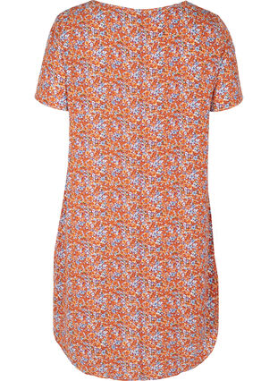 Plain-coloured dress with shorts sleeves, Orange Flower AOP, Packshot image number 1