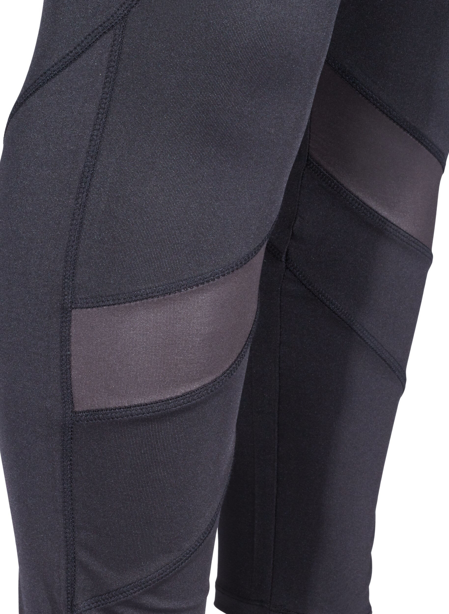 Zizzifashion Cropped sports leggings with mesh, Black, Packshot image number 2