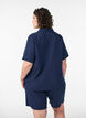 High-waisted linen and viscose shorts, Blue, Model image number 2