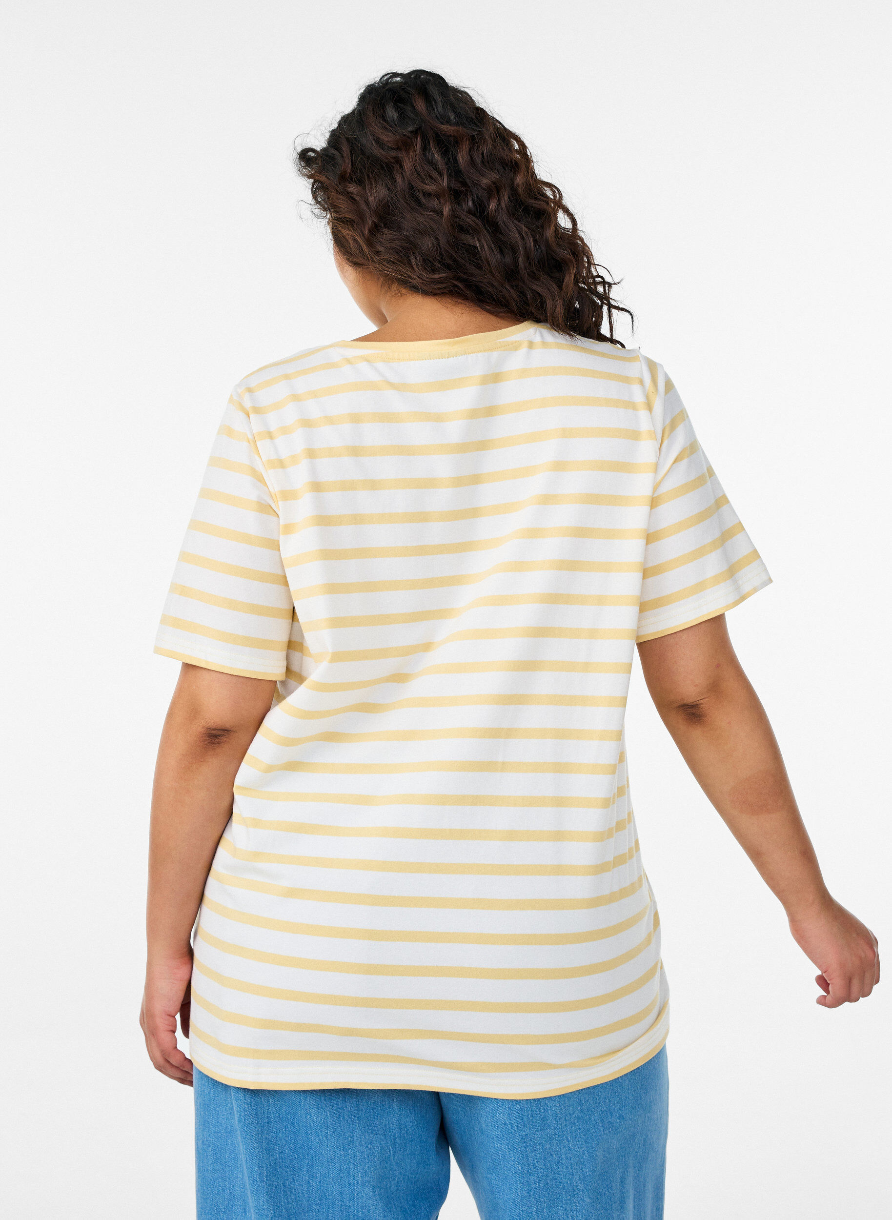 Zizzifashion Striped T-shirt in organic cotton, Yellow, Model image number 2