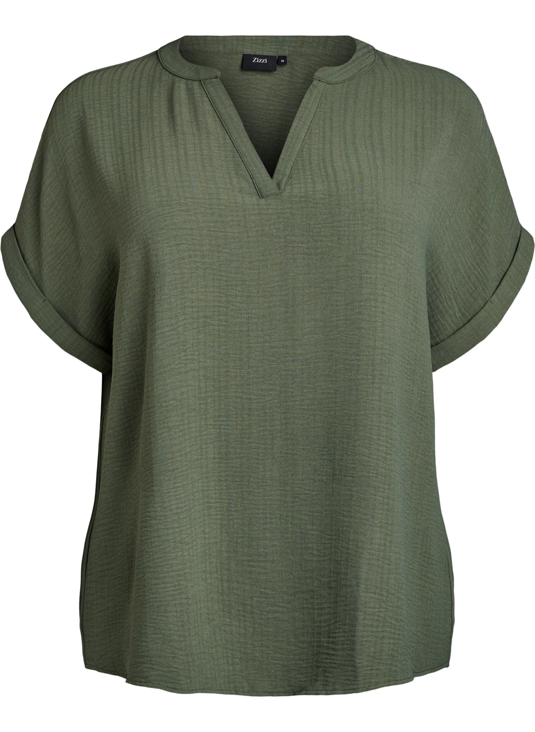 Zizzifashion Loose blouse with short sleeves, Green, Packshot image number 0