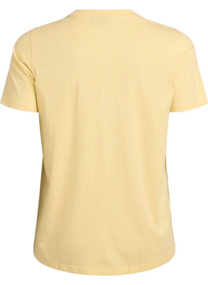 Basic cotton T-shirt with round neck, Yellow, Packshot image number 1